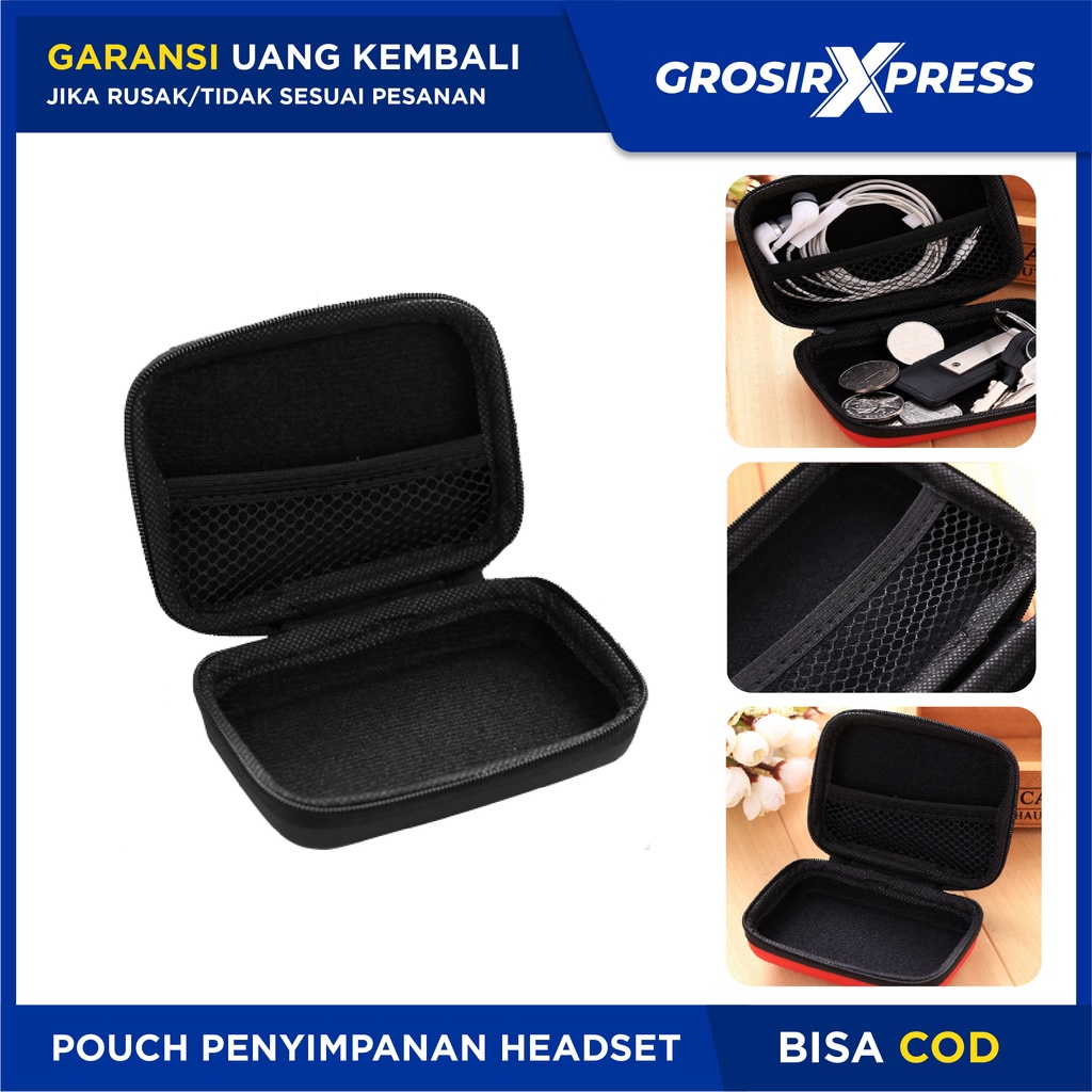 Dompet Headset Multifungsi Pouch Tempat Simpan Earphone kabel charger koin kunci tas kecil persegi panjang sarung hedset universal