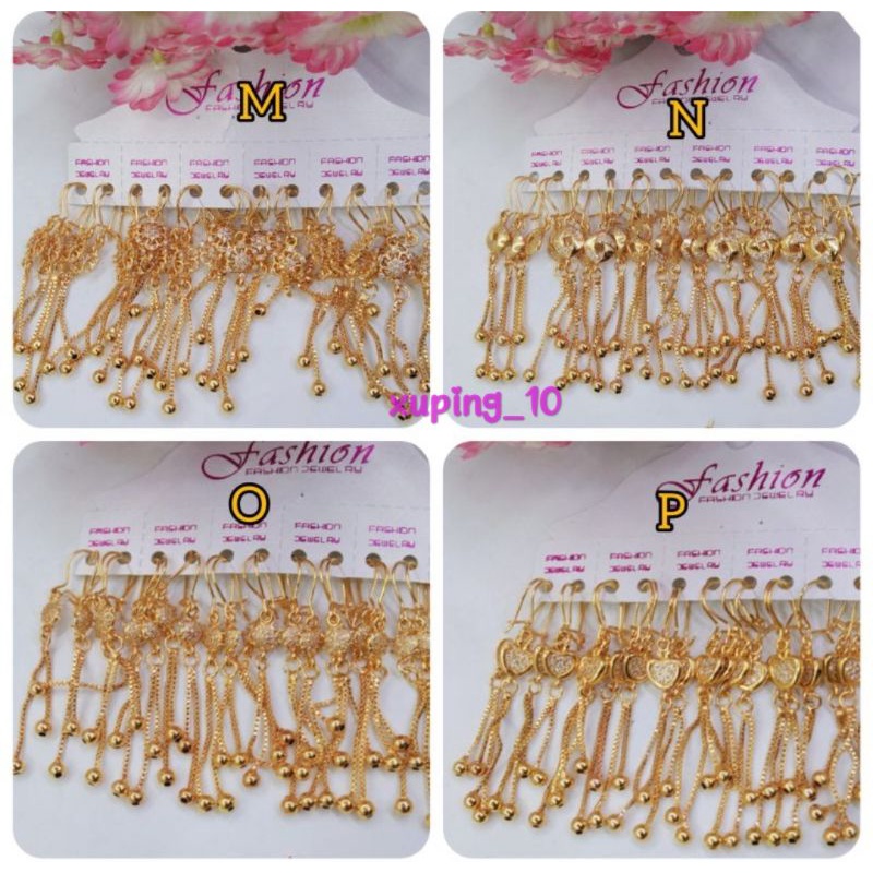 SDRN60. Anting xuping dewasa lapis emas model Dessy Jurai dgn mata zircon 1 Lusin