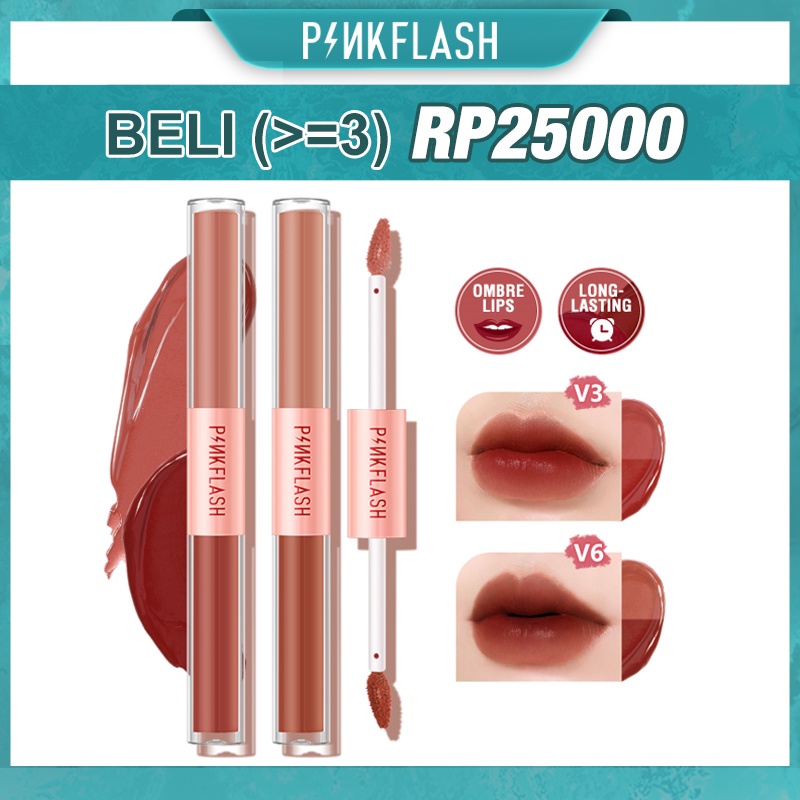 PINKFLASH Dual-ended Matte Lipstick Liquid Lip Gloss Velvet Tint Lightweight High Pigment Long-Lasting Lipglaze Makeup