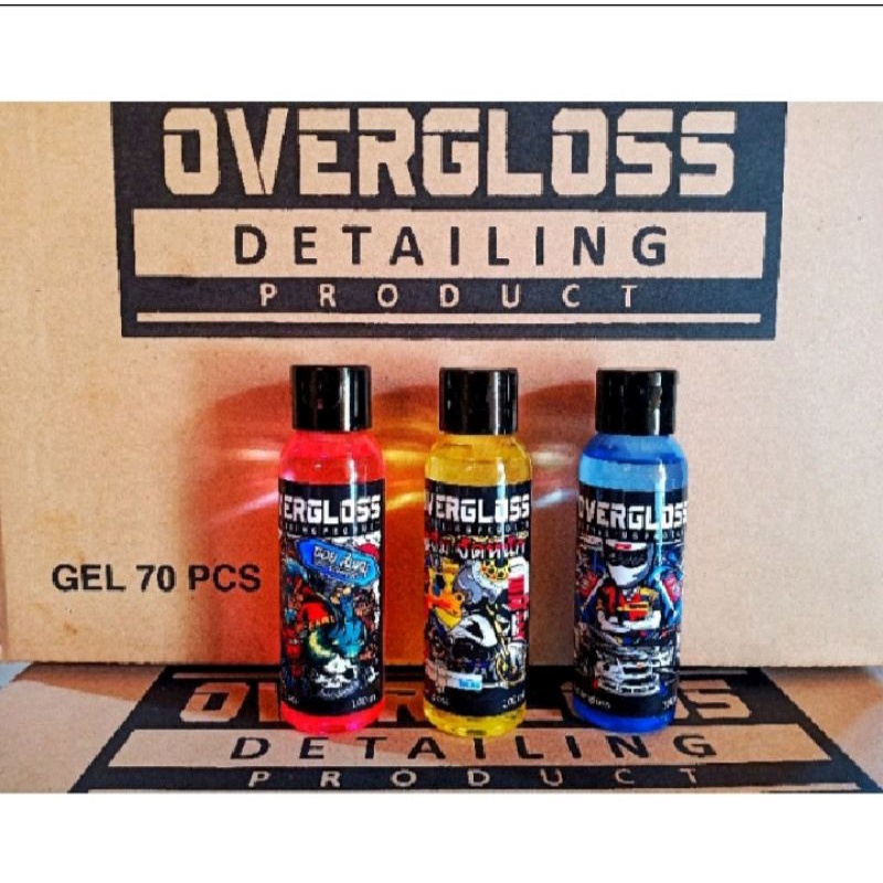 Overgloss detailing product silicone gell 100ml 250ml pengkilap body kasar penghitam ban motor mobil dijamin becek