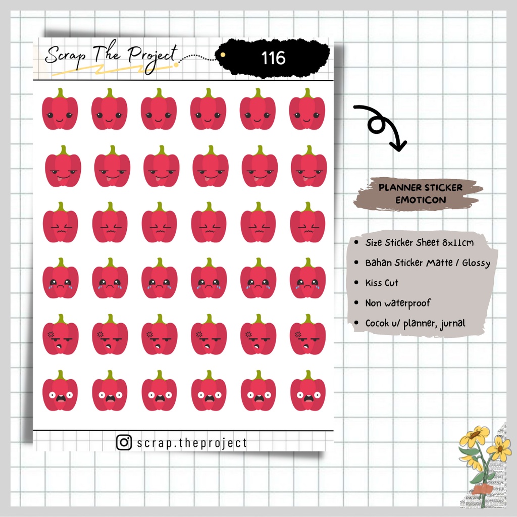 

STICKER PLANNER JOURNAL / EMOTICON PAPRIKA STICKER / STP - 116