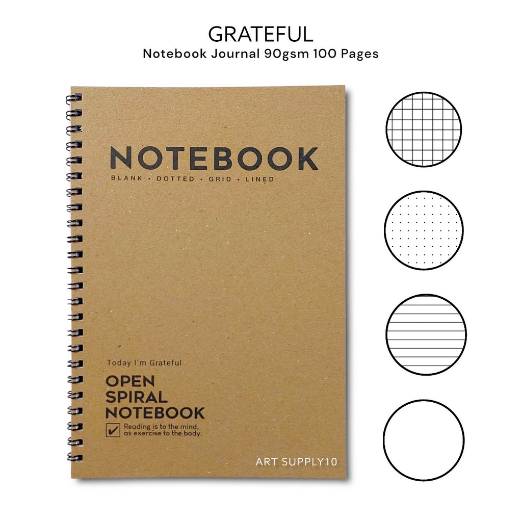 

Notebook Jurnal A5 Grateful 100 Halaman 90gsm Grid / Dotted / Lined / Blank
