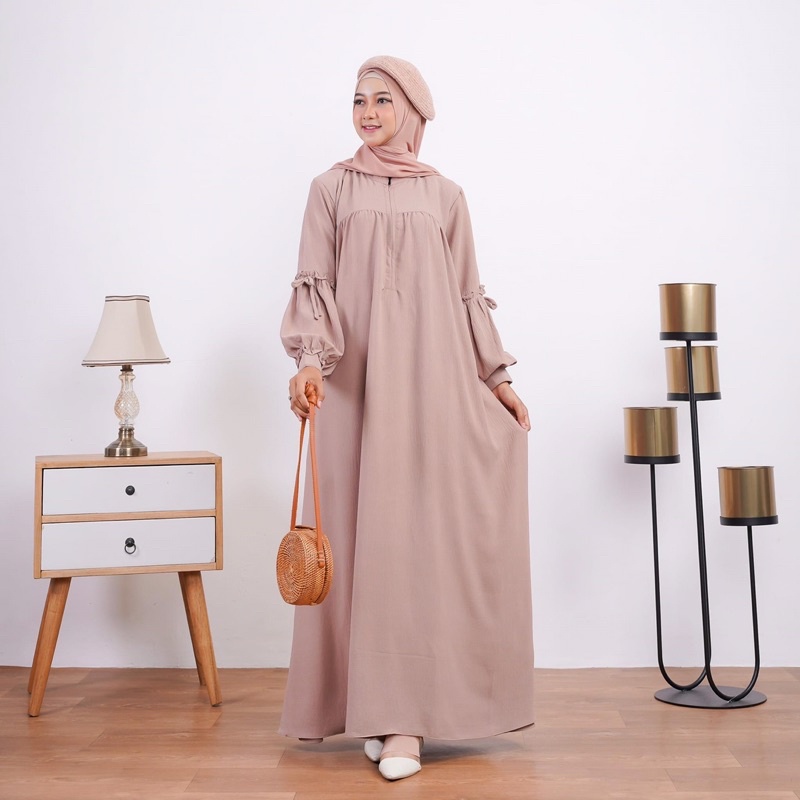 Gamis Lengan Balon | Gamis cringkle premium | Dress Muslimah | Fashion Muslim | Gamis Busui