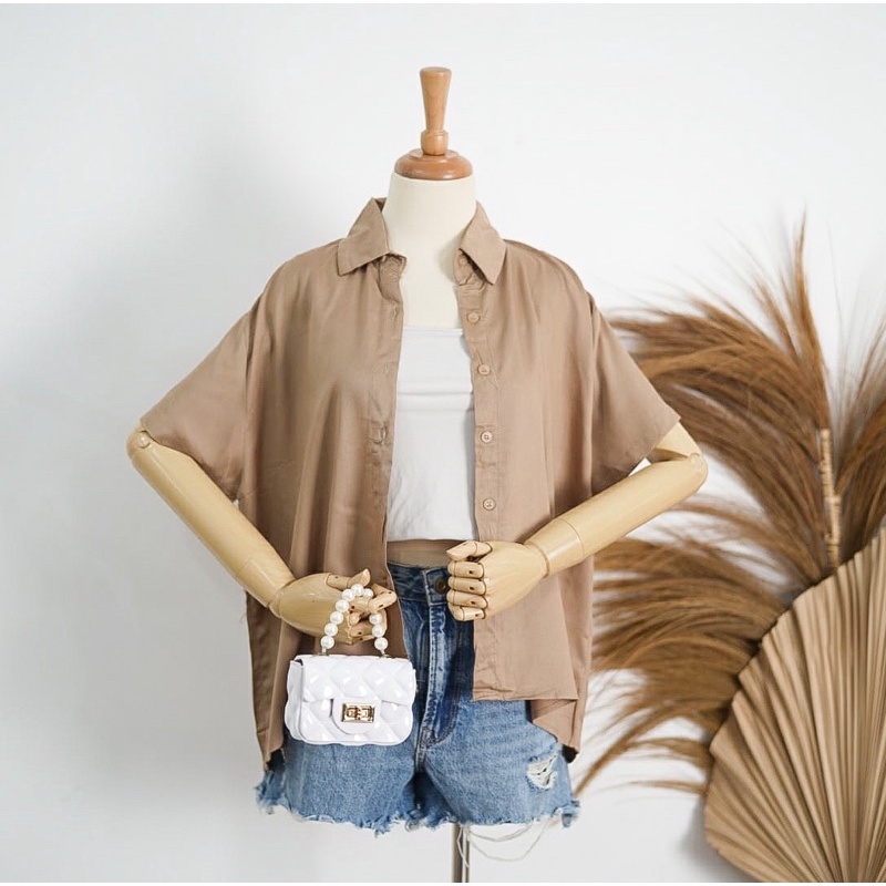 BEFAST - ZFS OOTD Kemeja SHITA / KIMI RAYON DIAMOND BASIC TOP / Hem Polos Formal / Pakaian Kerja Wanita / Kemeja Lengan Pendek Casual / Fashion kekinian Ala Style Korean / Kemeja Wanita Modis / Hem Trendy / Terlaris