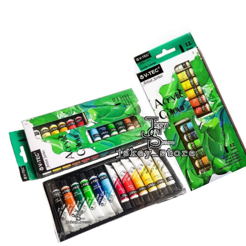 

Cat Mini Acrylic Set 12 warna V-Tec/ Cat Minyak/ Cat Akrilik