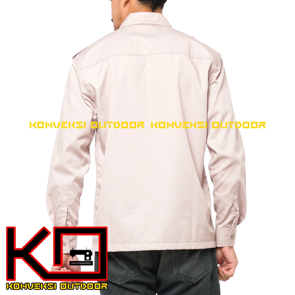 BAJU KEMEJA PDL LAPANGAN OUTDOOR INDOOR PRIA LENGAN PANJANG - Seragam Kerja Kantor Group Kemeja Lapangan Outdoor Gunung Taktikal Comunitas Kemeja Dinas PDH PNS Cargo Safari Paspampres Security Satpam Tactical Americand Drill American America Warna Cream