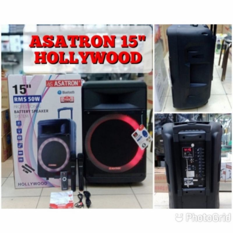 SPEAKER ASATRON HOLLYWOOD 15 INCH SPEAKER PORTABLE FREE MIC