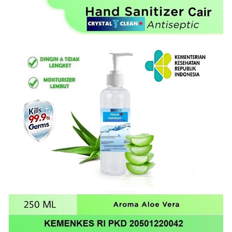 Hand Sanitizer Cair Pump 250ML Crystal Clean