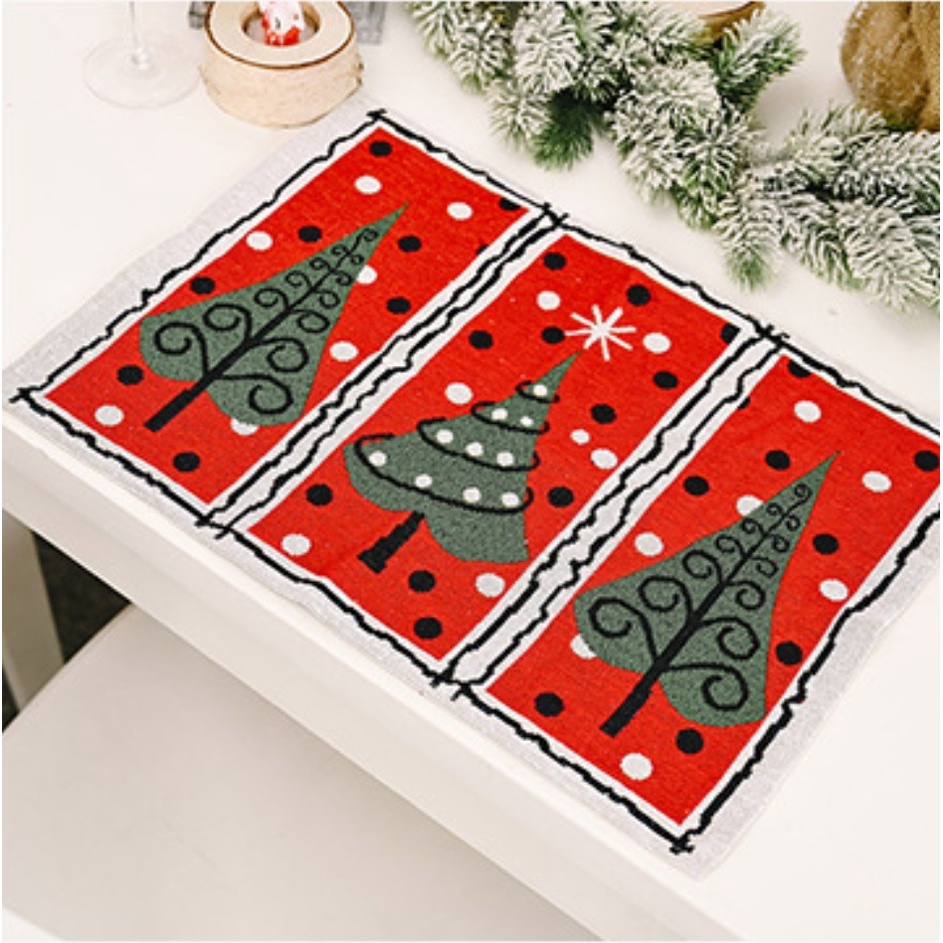 Dekorasi PLACEMAT Natal Alas Tatakan Piring Gelas Chtistmas Dining Xmas Hiasan Dekorasi Meja Rumah Kado