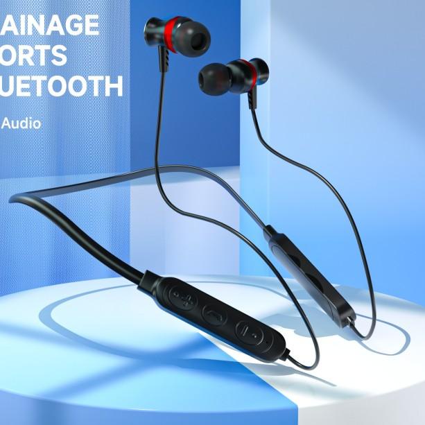 TACOO Sports Headset Bluetooth Drainage Neckband Sport Earphone - Merah