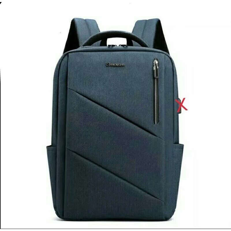 RANSEL BACKPACK PUNGGUNG PRIA SEKOLAH KERJA KANTOR FREE RAINCOVER WARNA ABU NAVY DAN HITAM