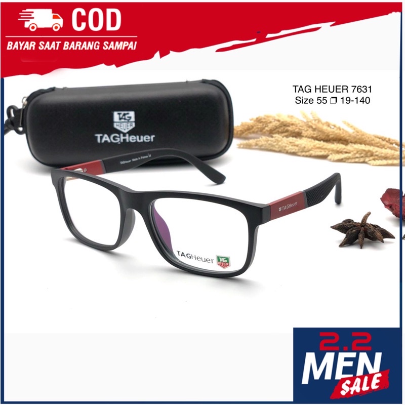 Kacamata TAG HEUER LEGEND TH7631 Frame TAGHEUER Sporty Kotak minus Baca antiradiasi