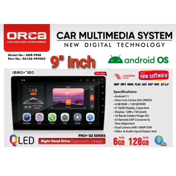 Head Unit ANDROID ORCA PRO PLUS TERBARU ORCA PRO+ G2 DSP DVR ORCA ADR 9988 PRO TERBARU