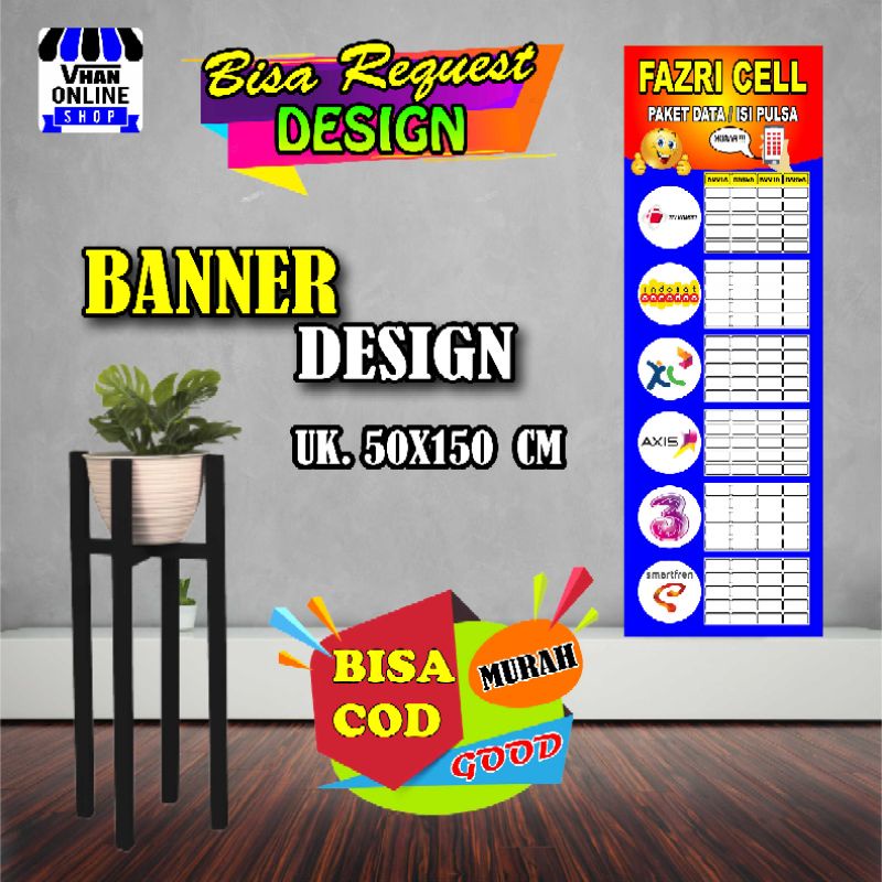 Spanduk Banner Backdrop Daftar Harga Paket Data / Pulsa Keren, Konter Pulsa Keren Murah