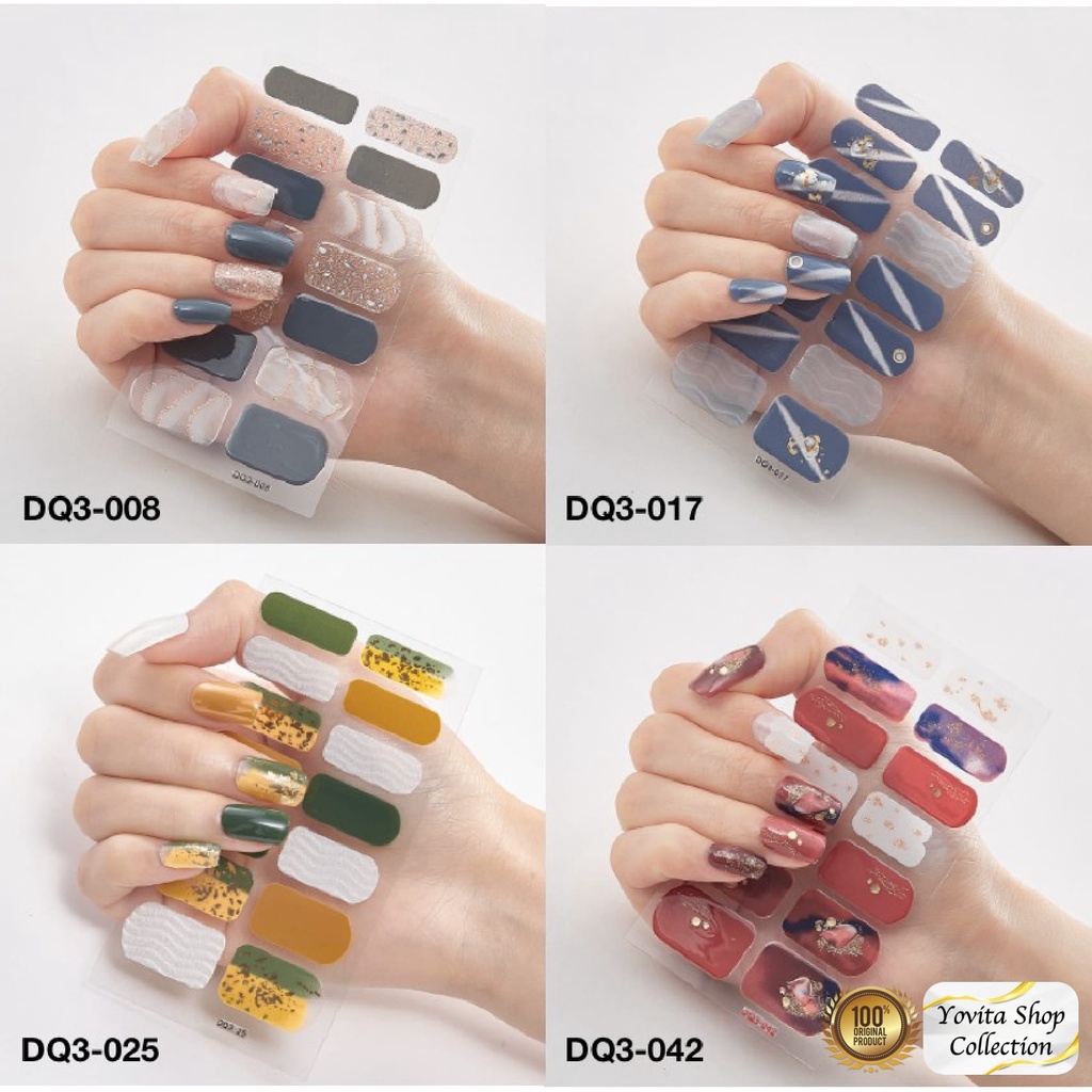 14Pcs/Stiker Kuku Murah / Nail Art Sticker / Nail Art Stiker DQ Series Premium V2