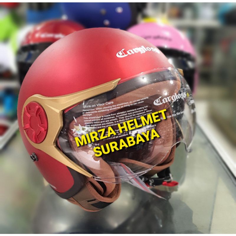 HELM CARGLOSS YRH HIJAB MAROON DOFF GOLD HELM RETRO VINTAGE HELM CLASIC