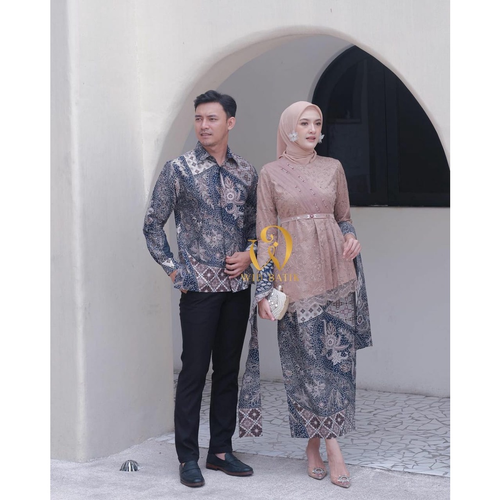 NEW SERIES ADA JUMBO - COUPLE BRUKAT SET MODERN KEBAYA ZAVINA PREMIUM KEBAYA FULL BROKAT KOMBINASI SELENDANG KEMEJA BATIK