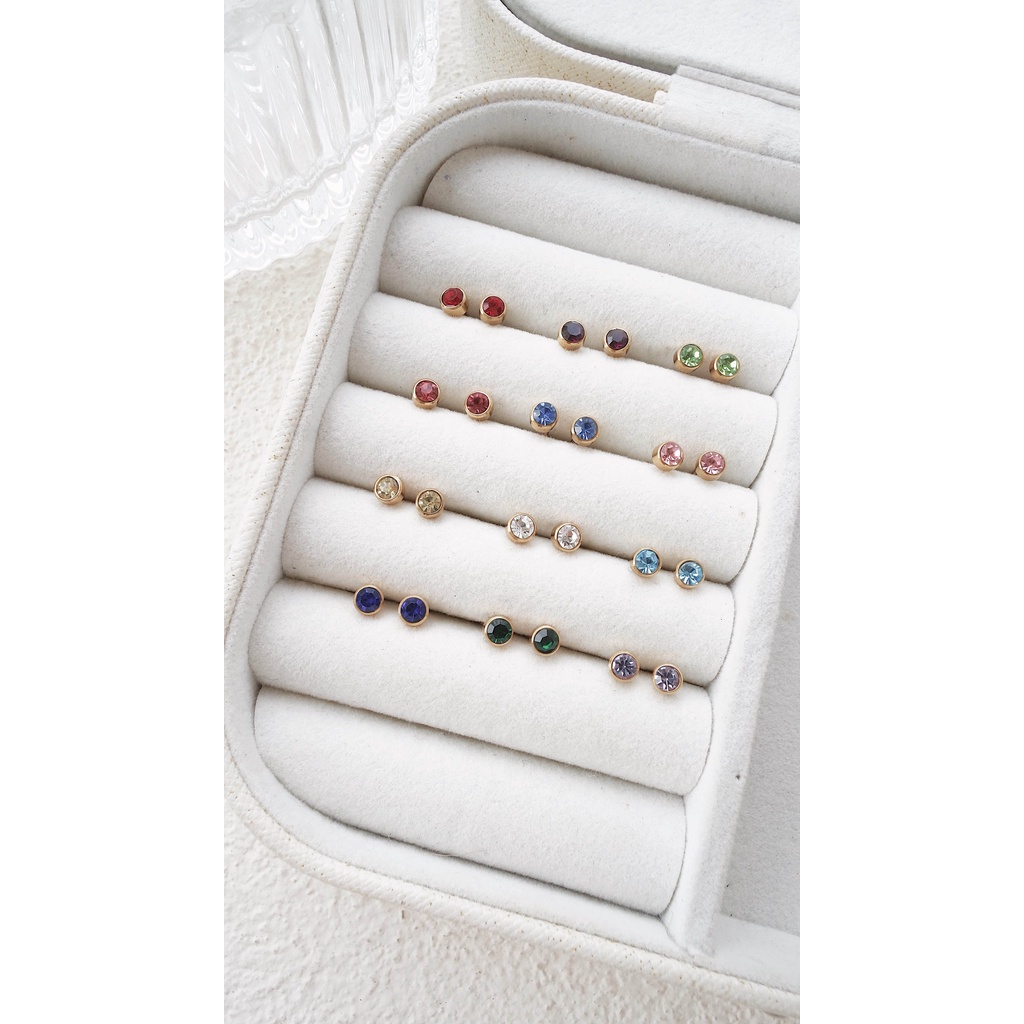 (ANTI KARAT) ANTING BIRTHSTONE - STAINLESS STEEL