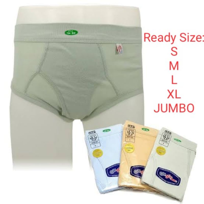 ORIGINAL Celana Dalam Gt man brief underware 704 bw bahan katun adem Pria / laki / cowok dewasa Putih, Biru, Abu Abu, Cokelat s m l xl jumbo big size