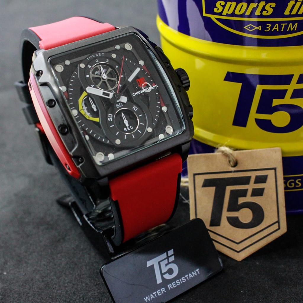 Jam Tangan Pria T5 H 3920 H3920 Original Crono Aktif Tali Rubber Tahan Air