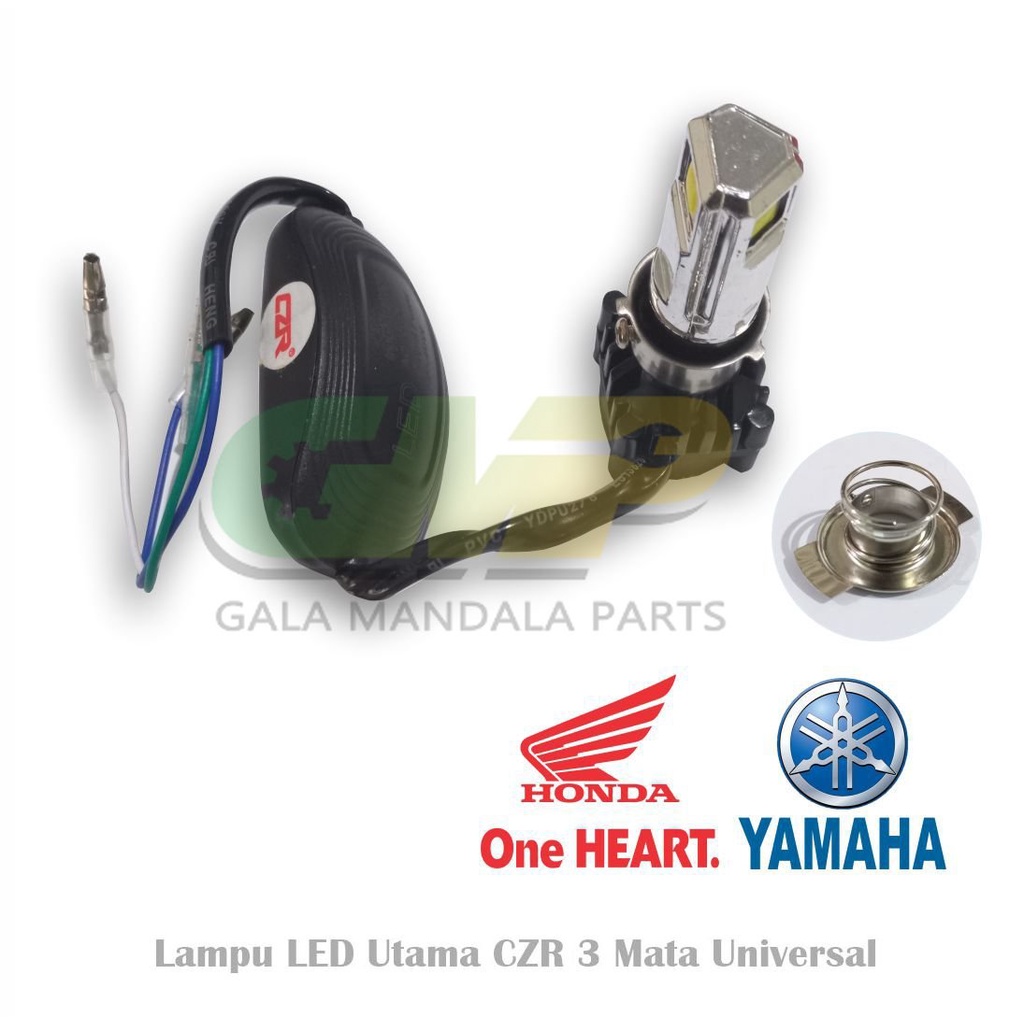 CZR Headlamp LED 3 Sisi Lampu Depan H6 H4 M5 Kipas Pendingin Blower