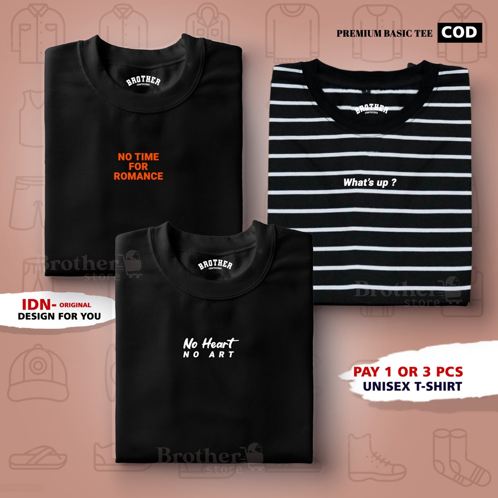 BUY 1 OR 3 PCS ( PROMO COD ) BROTHER STORE / Kaos Distro100% Catoon Combed 24s Tebal / Articel ROMANCE