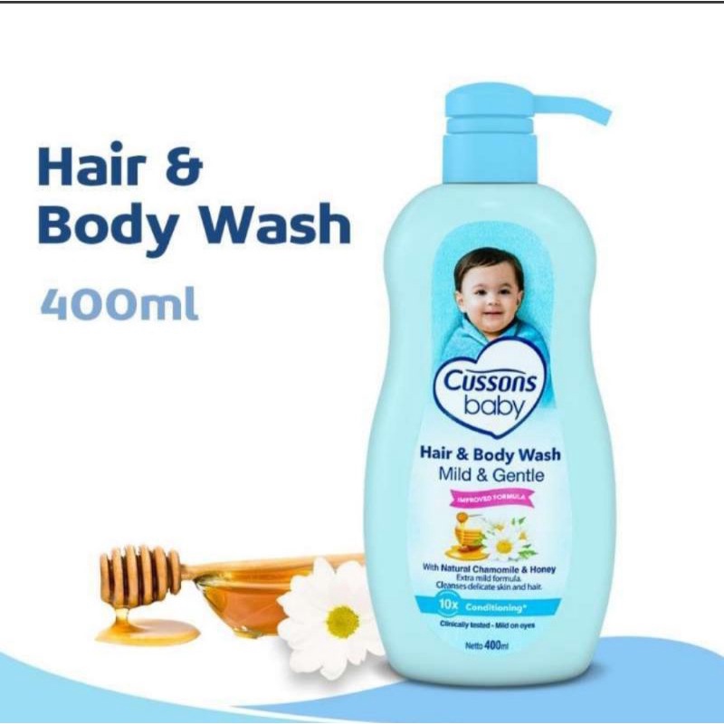 Cussons Hair &amp; Body Wash 400 ml pump Mild and Gentle / Sabun Shampoo Bayi