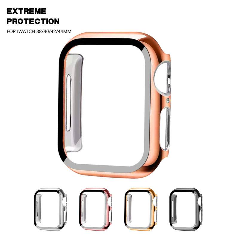 Case bumper Pelindung Layar Apple Watch Seri 8 7 6 5 4 3 2 1 SE2 Dengan Kaca film 49mm 45mm 41mm 42mm 40mm 38mm