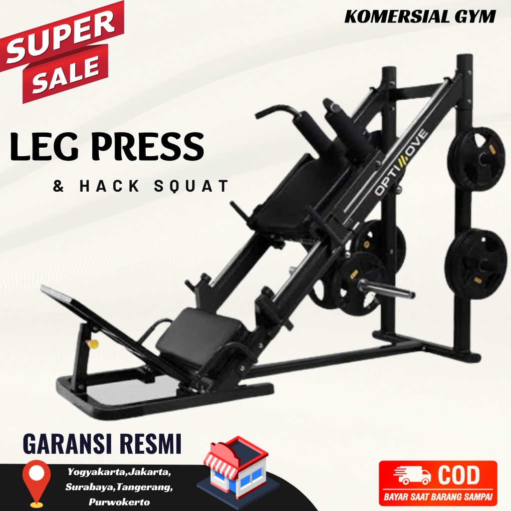 Alat gym komersial optimove Leg press & hack squat