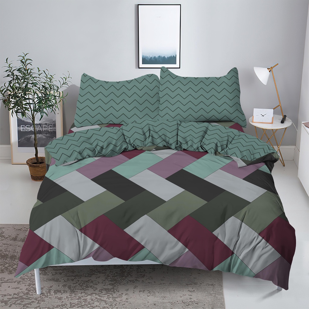 Kintakun Bedcover Set Flat 160 / 180 Akma Aesthetic Dluxe Microtex 20cm Hijau