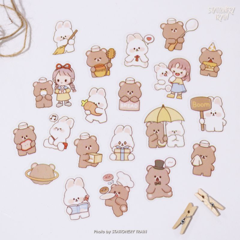 

CUTE GIRL & RABBIT BEAR DECO STICKERS 20 PCS / KAWAII DECO STICKERS / PVC STICKERS