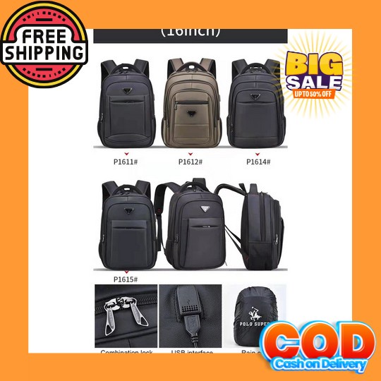 Tas Ransel Real Polo 6356 Laptop Backpack Tas Ransel Pria Dewasa Backpack Sekolah Kerja Tas Punggung