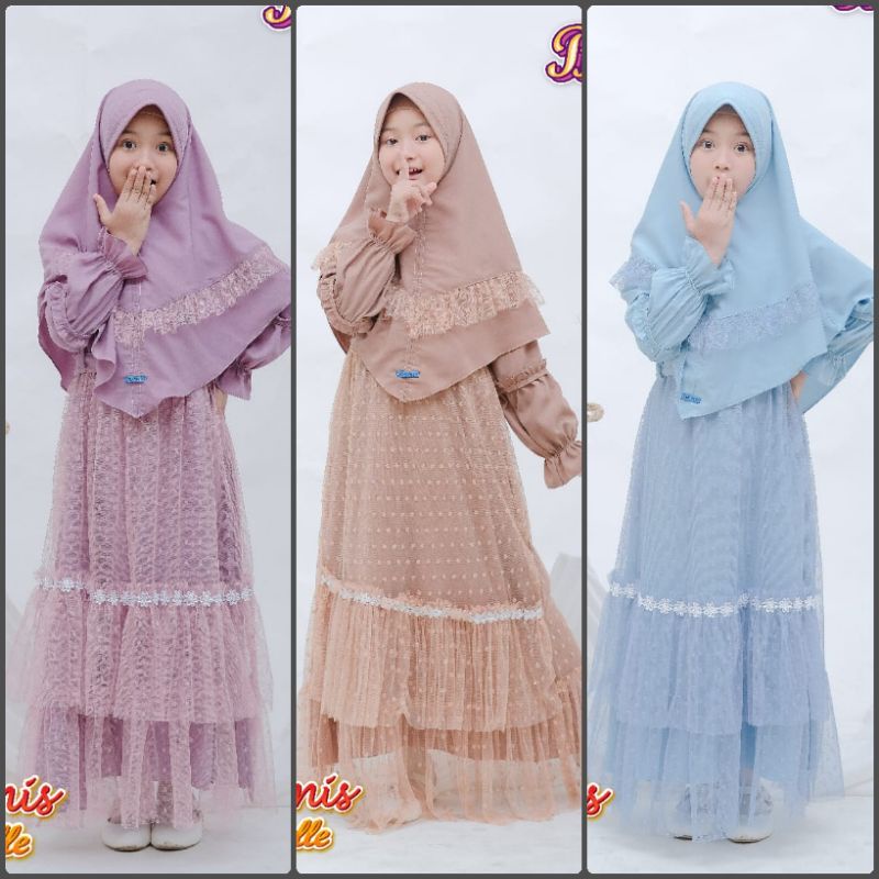PLAYKIDS SET GAMIS HIJAB TULLE BULAN SERIES
