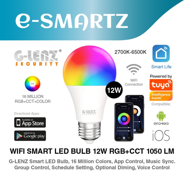 Smart Lamp Glenz Smart Led Bulb 12Watt Wifi Tuya Smart