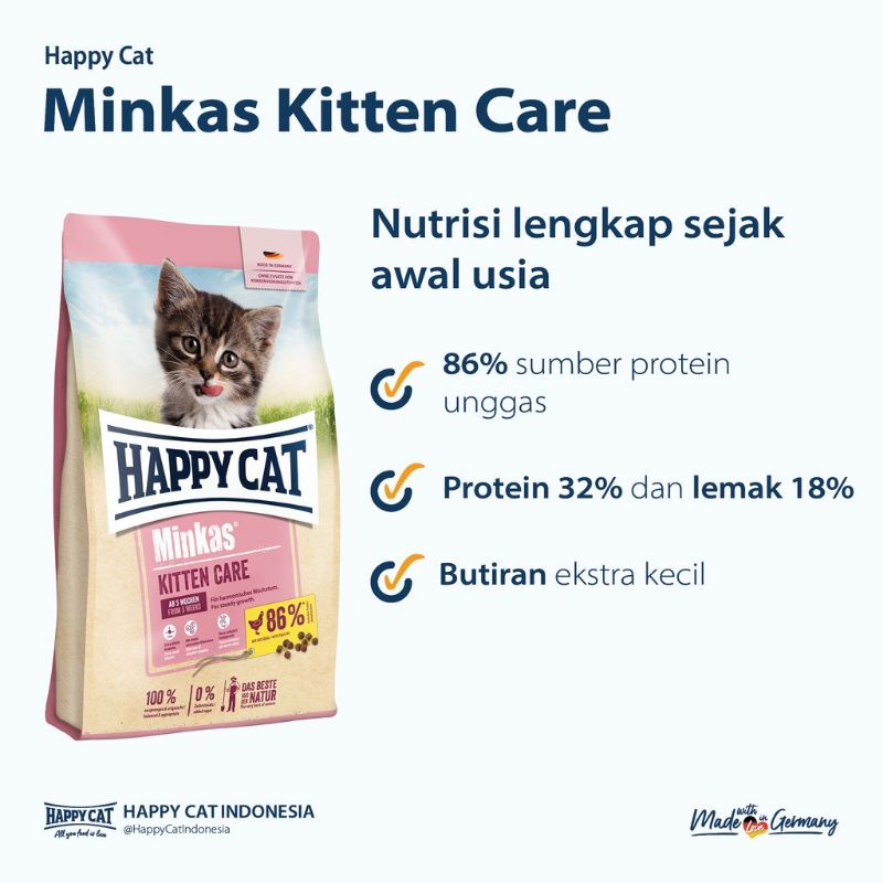 Happy Cat minkas kitten care 1,5kg fresh pack / makanan kucing baru blajar makan