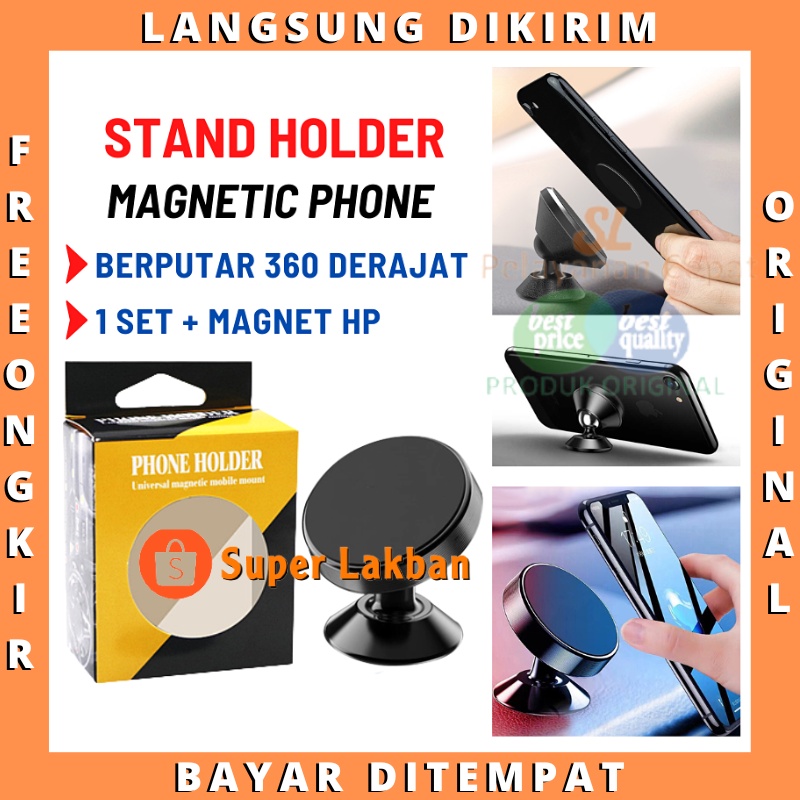 Penyangga HP Magnet Car Holder Magnetic Sendera Handphone Dashboard Mobil Kuat Anti Jatuh