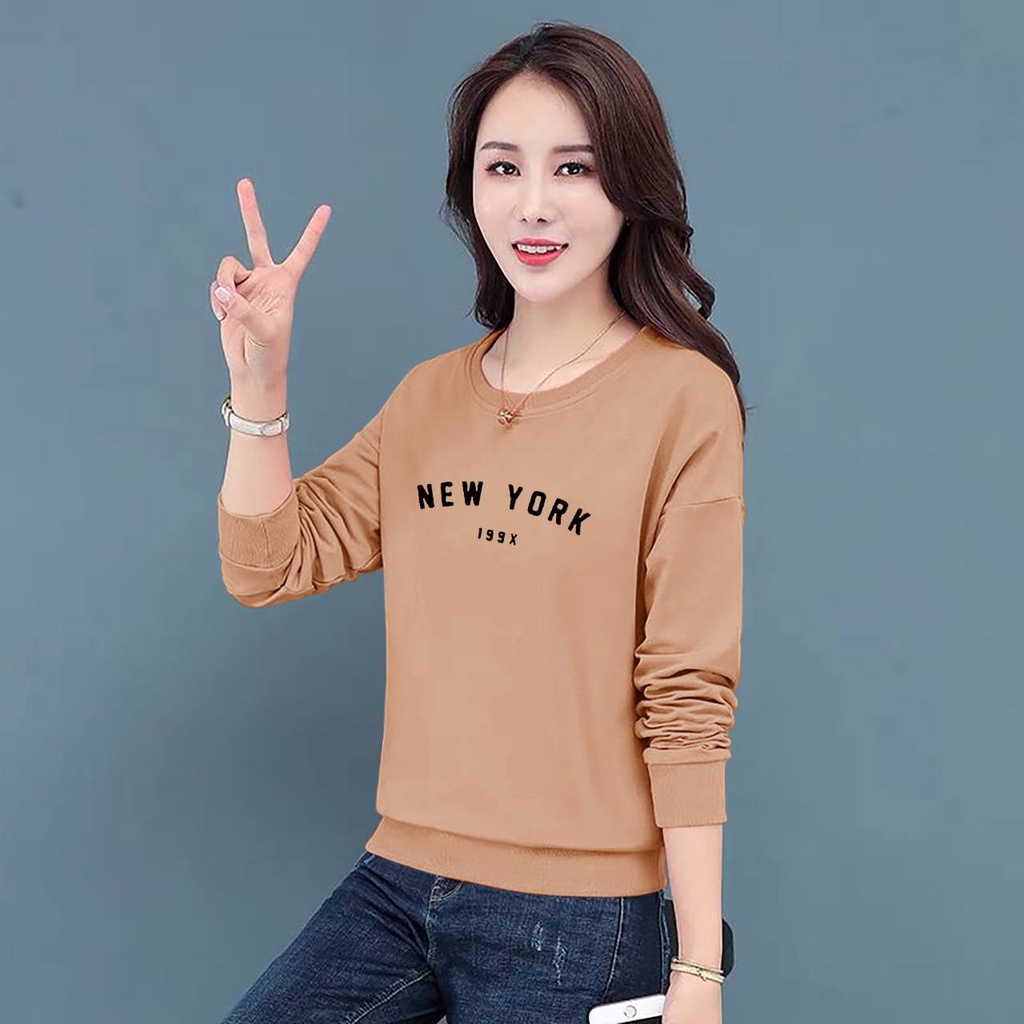 DL88 I BAJU WANITA NEW YORK LENGAN PANJANG TERBARU-KAOS DISTRO WANITA KEREN LENGAN PANJANG KEKINIAN-BAJU CEWEK LENGAN PANJANG