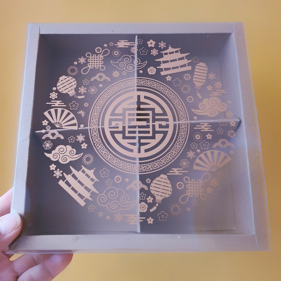 

(5pcs) kardus mika packaging sekat 4 motif imlek dus hampers fruit pie sincia kotak kemasan eggtart