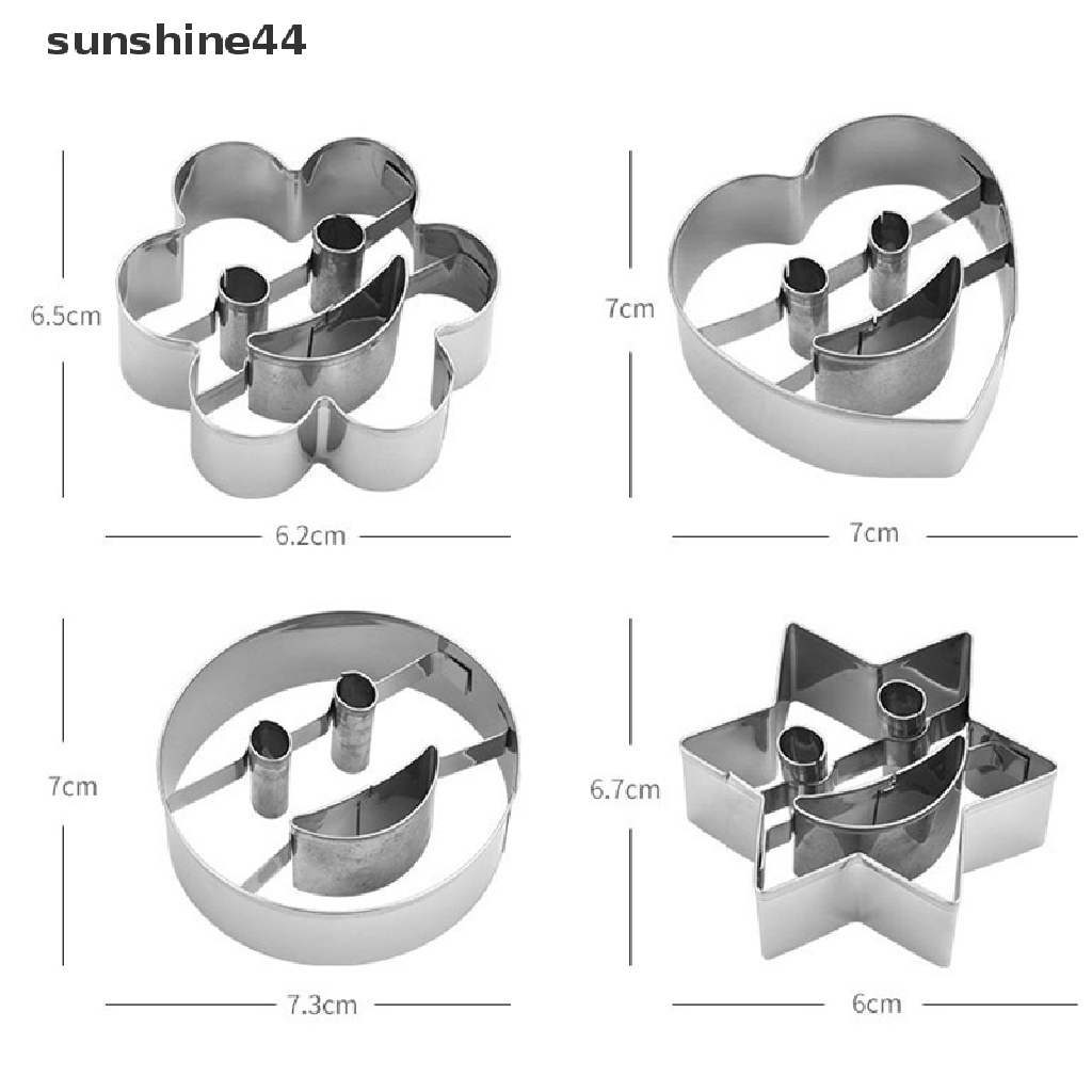 Sunshine 4pcs / set Cetakan Kue / Biskuit / Fondant Bentuk Smiley Bahan Stainless Steel