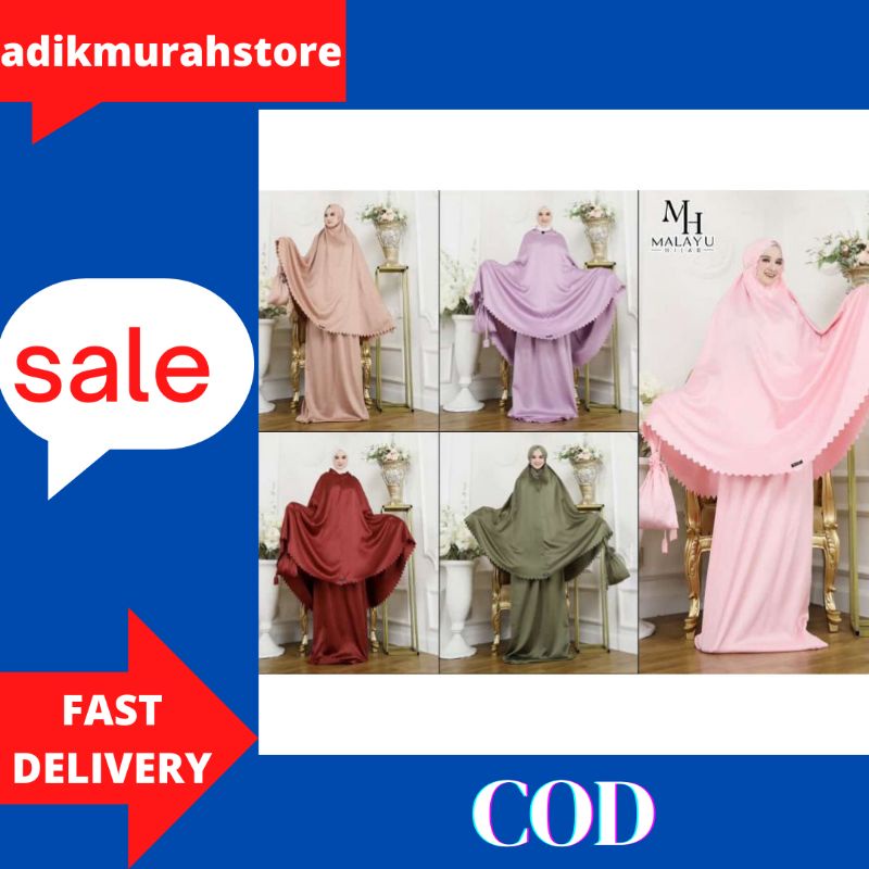 Mukena Dewasa Satin Velvet Lasercut ORI MALAYU HIJAB