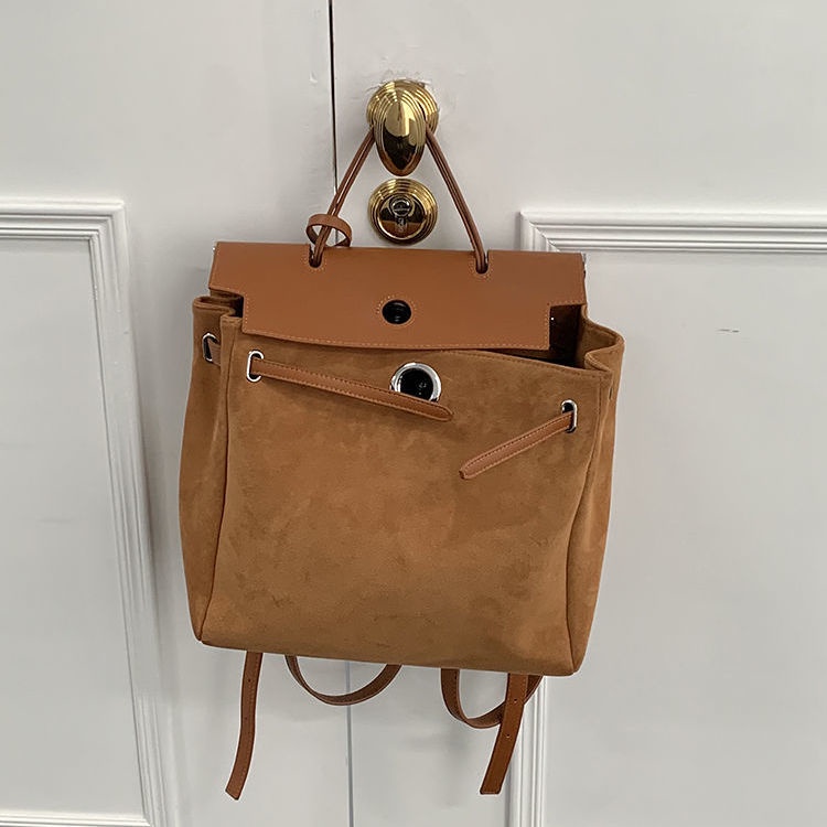 Sera Whiterm Versi Korea Musim Gugur dan Musim Dingin Baru Retro Suede Ransel Kasual Ransel All-Match Satu Bahu Wanita Tas Kelly Tas