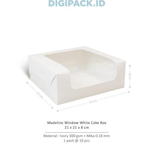 

[Digipack] Madeline Window White Cake Box 21 x 21 x 8 | Dus Kue