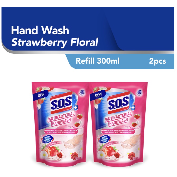 SOS SABUN CUCI TANGAN HAND SOAP STRAWBERRRY REFILL 300 ML 2PCS