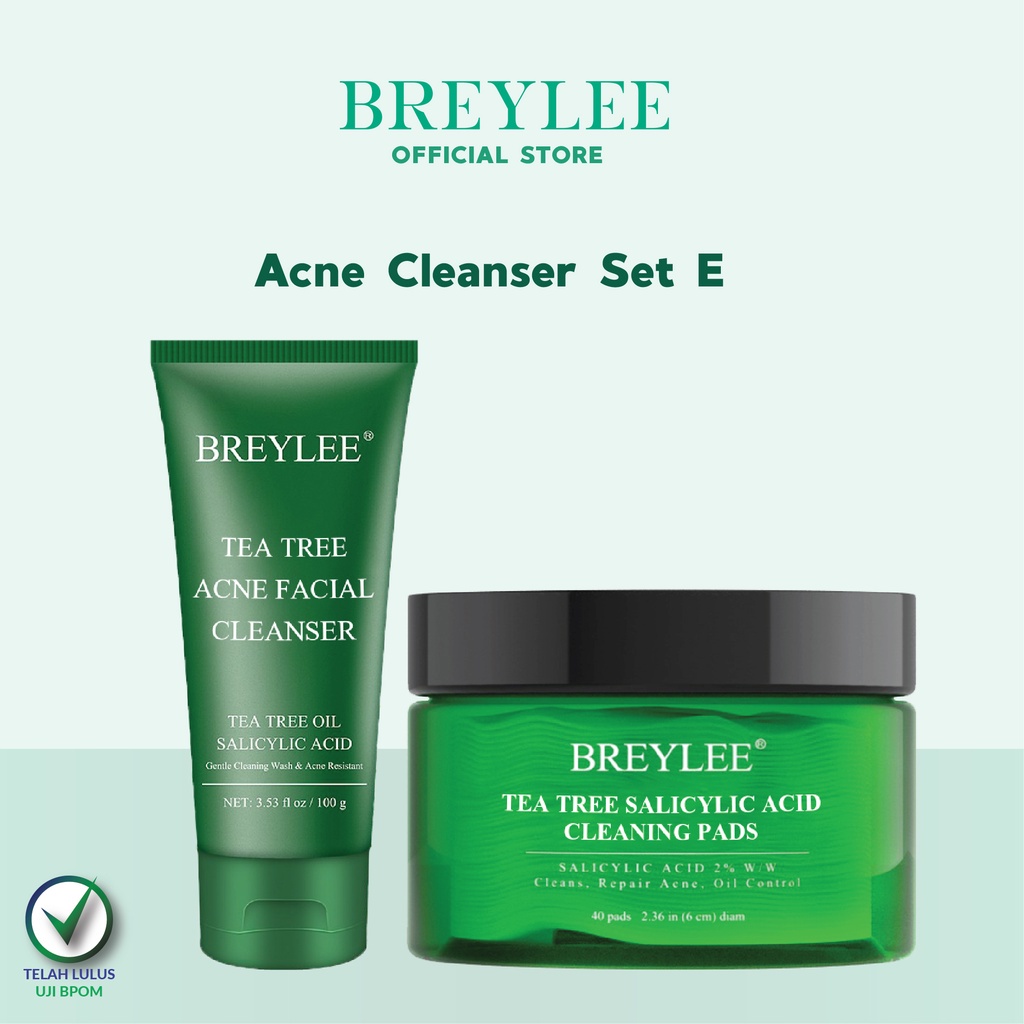BREYLEE Acne Cleanser Set E - Membersihkan Wajah Berjerawat 2 pcs