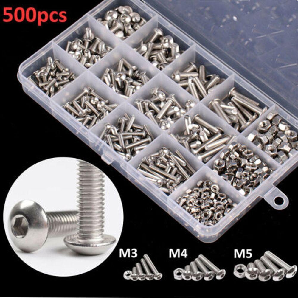 Populer 500PCS Sekrup Hex Penjualan Panas Assortment Kit Socket Baut Mur Tombol Kepala