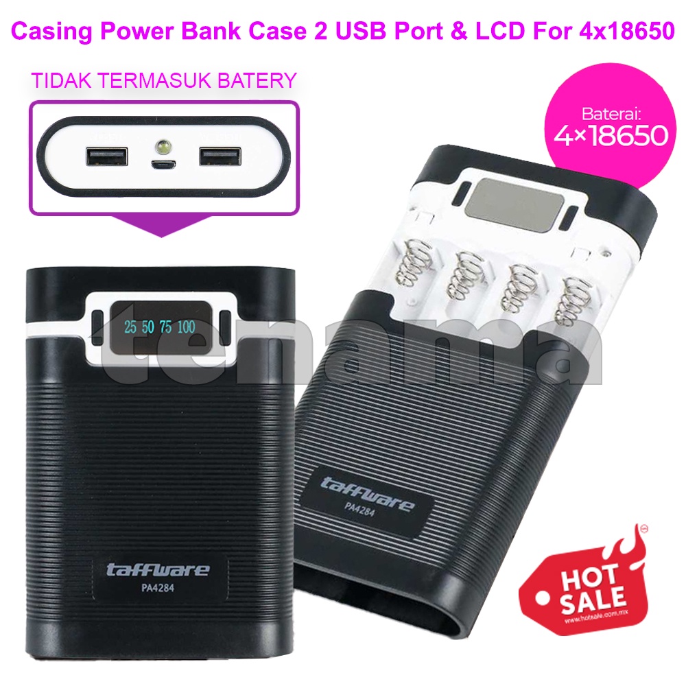 Casing Power Bank Case 2 USB Port &amp; LCD For 4x18650