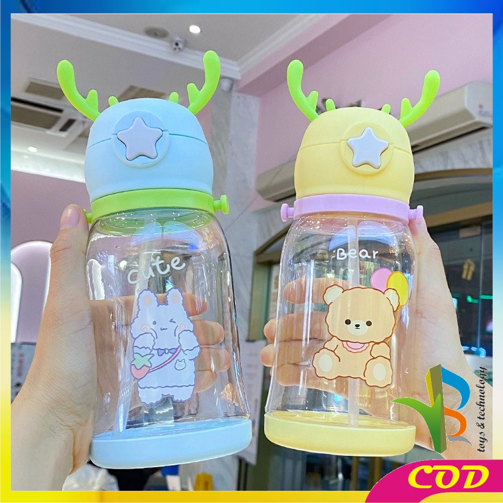 RB-C302 Botol Air Minum Anak Sedotan 610ml Model Tanduk Rusa Lucu / Botol Minum Anak BPA FREE Food Grade