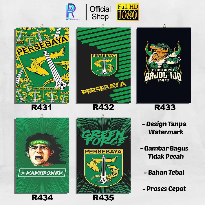 POSTER KAYU HIASAN DINDING HOME DECOR PERSEBAYA SURABAYA RR431