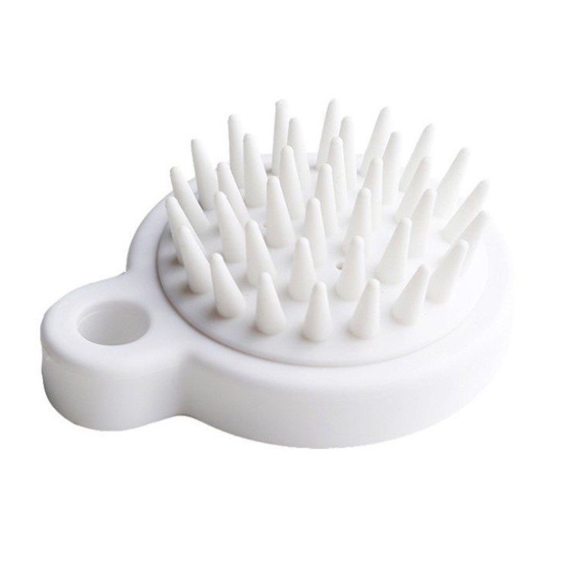 SISIR KERAMAS SILIKON PUTIH ALAT PIJAT KEPALA SISIR MANDI SIKAT SISIR - Putih