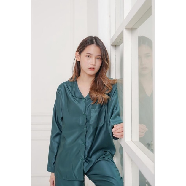 PP SATIN-LENGAN PANJANG-CELANA PANJANG-PIYAMA-BAJU TIDUR-SLEEPWEAR - DUSTY PINK